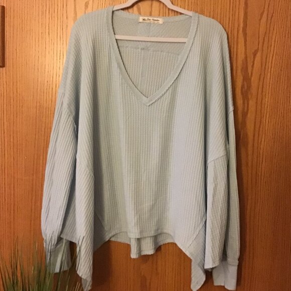 NWOT Free People Coraline Thermal Baby Blue size- MEDIUM - Picture 2 of 5